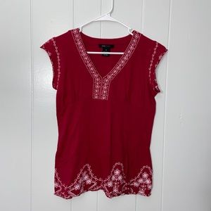 BCBGMAXAZRIA Short-Sleeve V-Neck Blouse